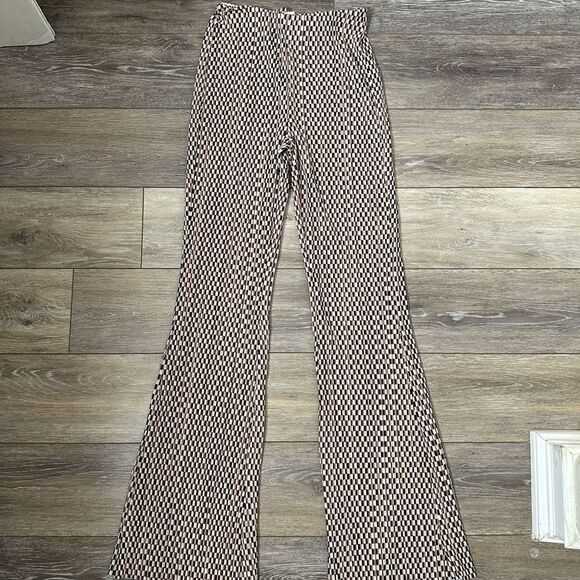 H&M Checkered Flare Pants Sz XS - Picture 2 of 4